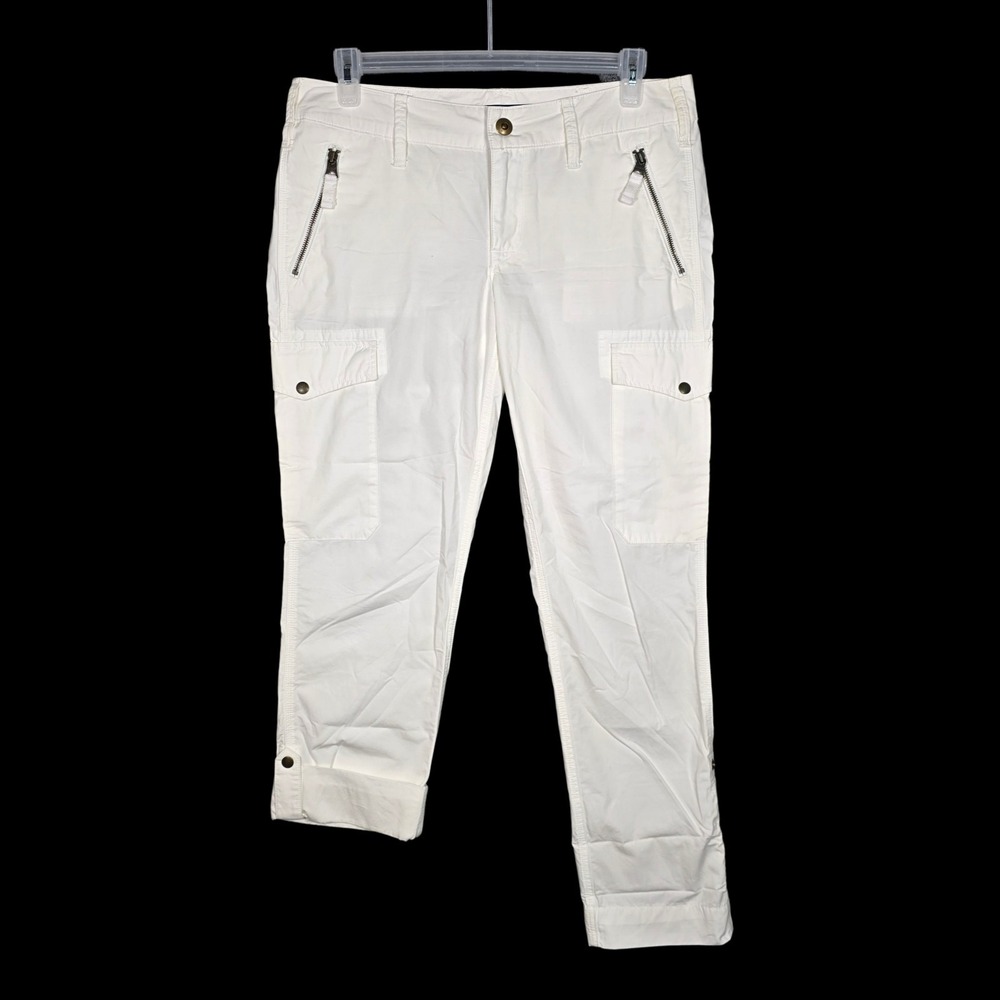Ralph‎ Lauren Sport Cargo Pants Women's 12 White Utility Convertible Capris Y2K